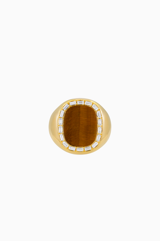 Tiger eye ring with diamonds