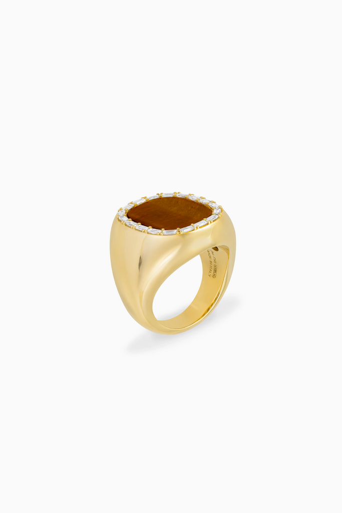 Tiger eye ring with diamonds